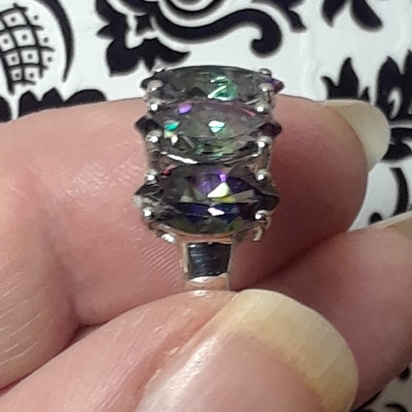 🍒NWT! Northern Lights Mystic Topaz Trilogy Ring - Picture 5 of 7